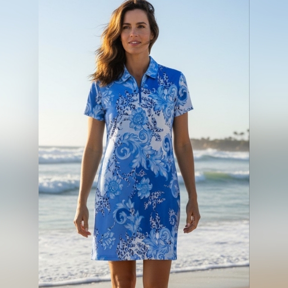 Gottex Dresses & Skirts - Gottox - NWOT Multi Colored Shift Dress, Zipperd Neck, Short Sleeve, Collared